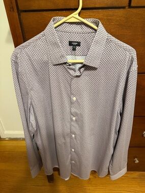 Express Men's Slim Fit 1MX Purple Micro-Pattern Dress Shirt